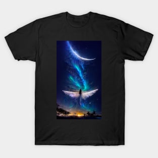 Blue angel donating her wings to the universe T-Shirt